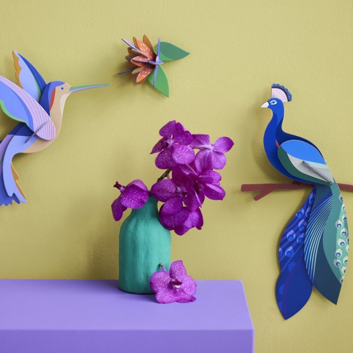 Paon décoration murale carton Peacock bleu, STUDIO ROOF