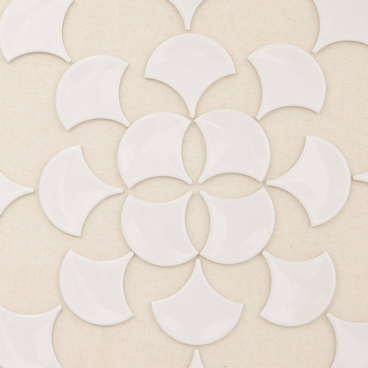 Toile en relief en lin avec motifs en céramique HOURIA beige, ATMOSPHERA