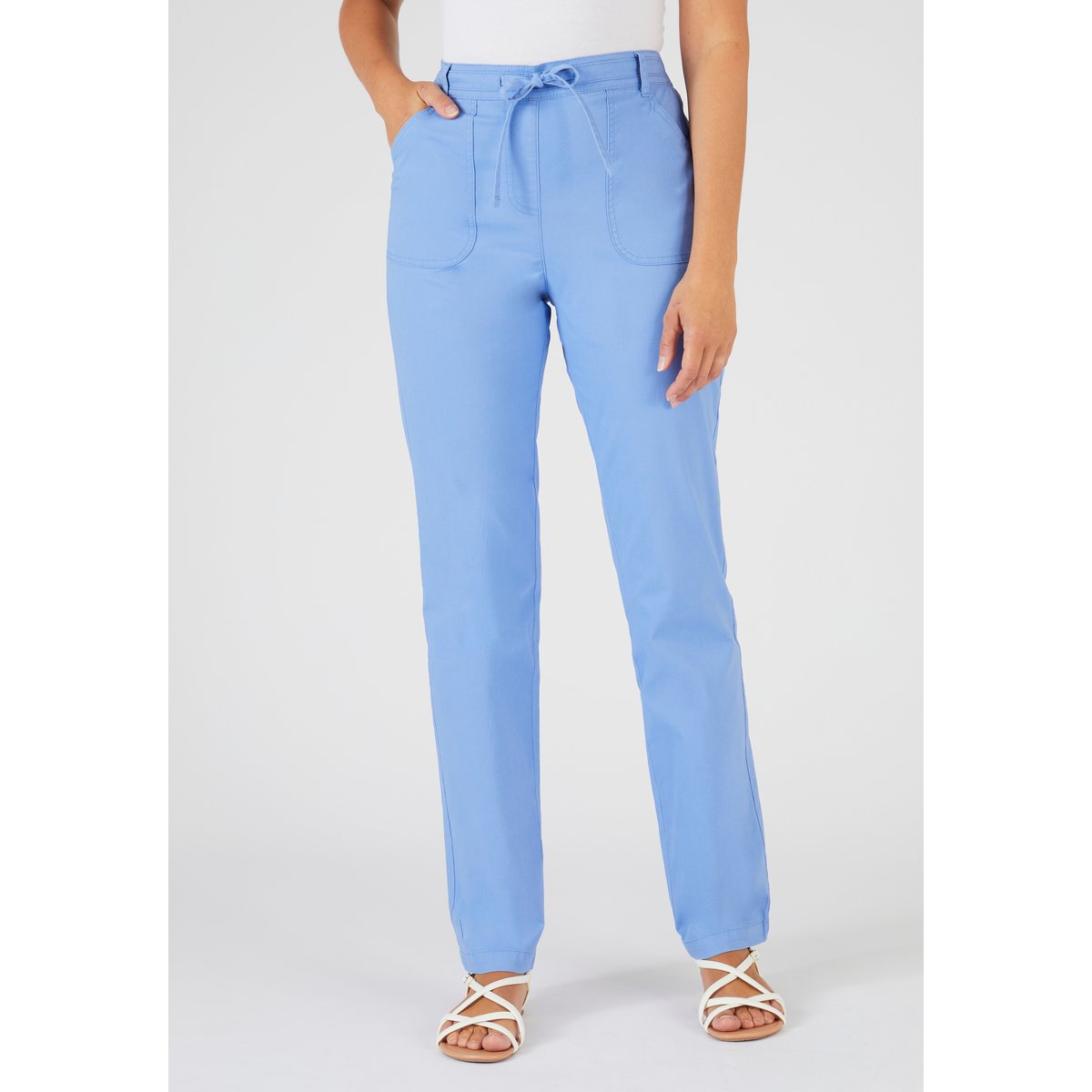 Pantalon coton stretch bleu, DAMART