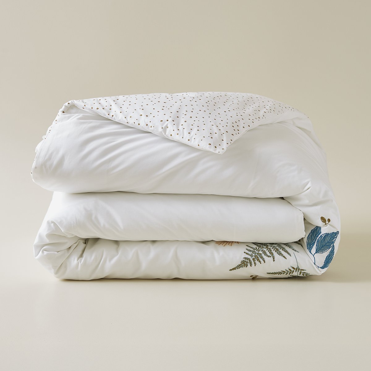 Housse de couette brodée SOUS-BOIS mascarpone, SYLVIE THIRIEZ