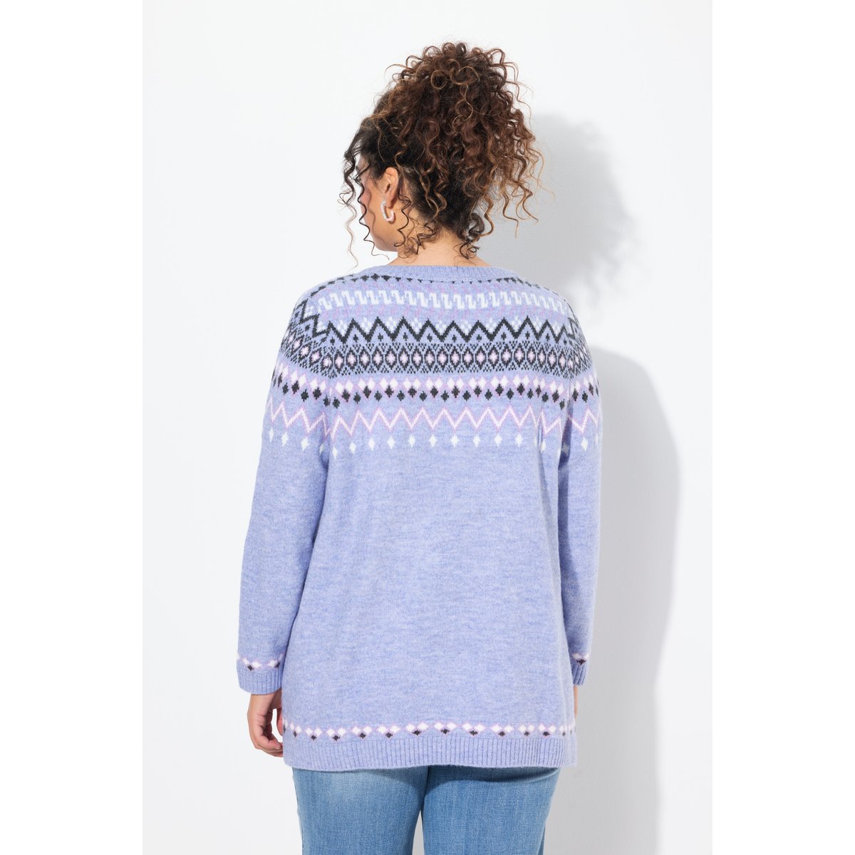 Pull norvégien à col rond et manches longues bleu ciel, ULLA POPKEN