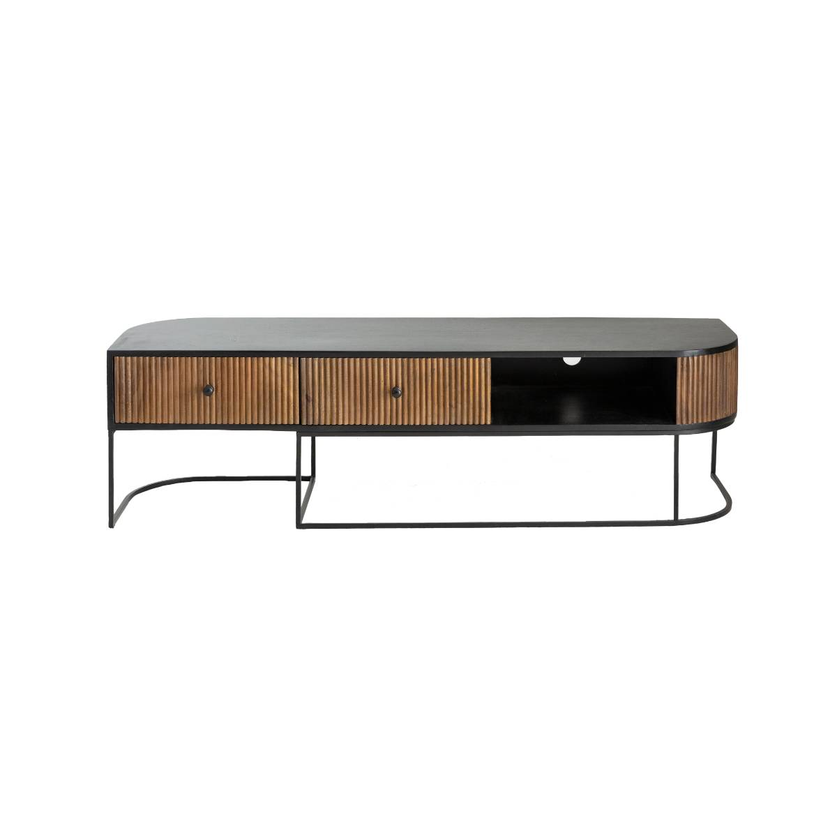Meuble TV en bois de manguier YSÉ bois foncé, MADE IN MEUBLES