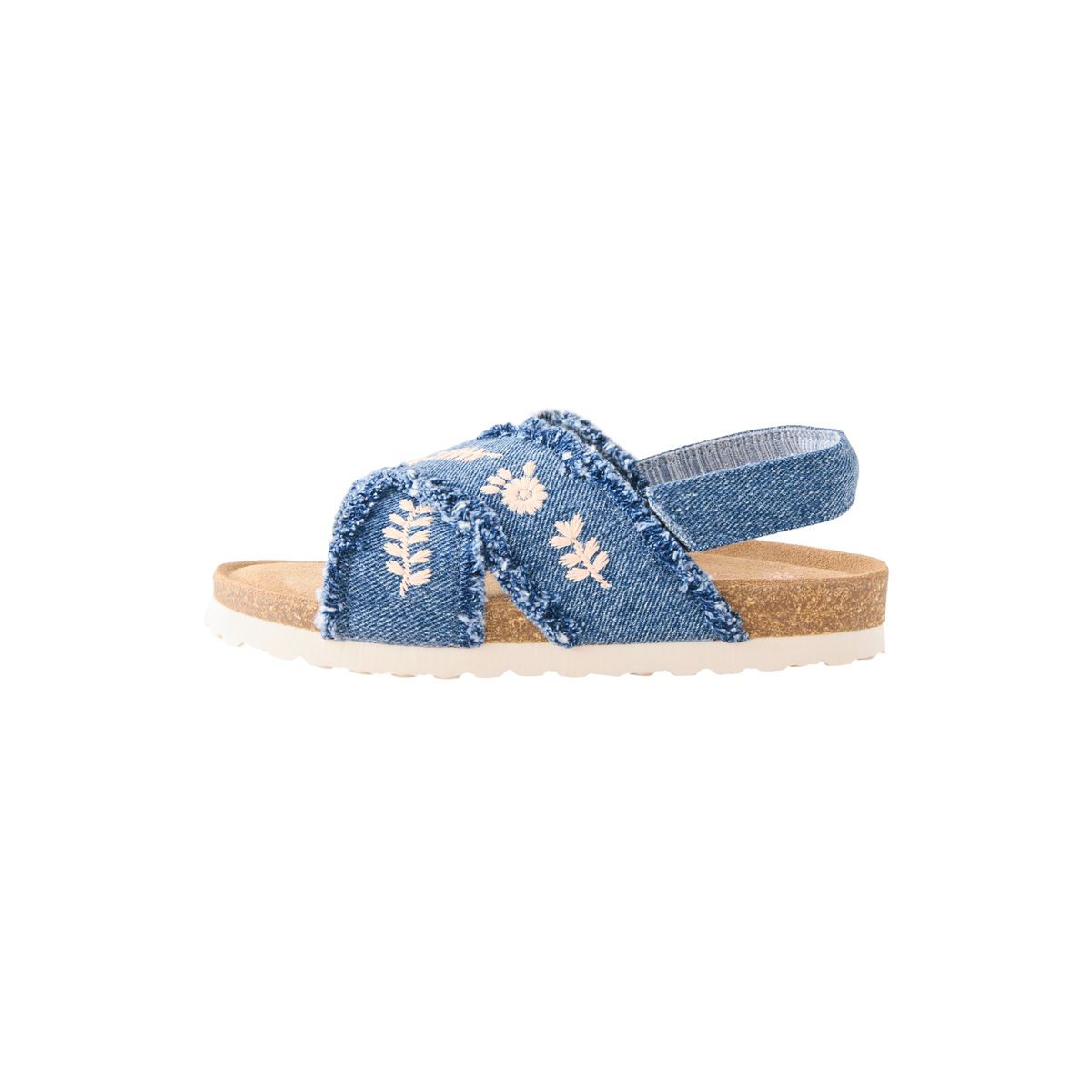 Sandales à enfiler avec semelle en liège denim brodé, NEXT