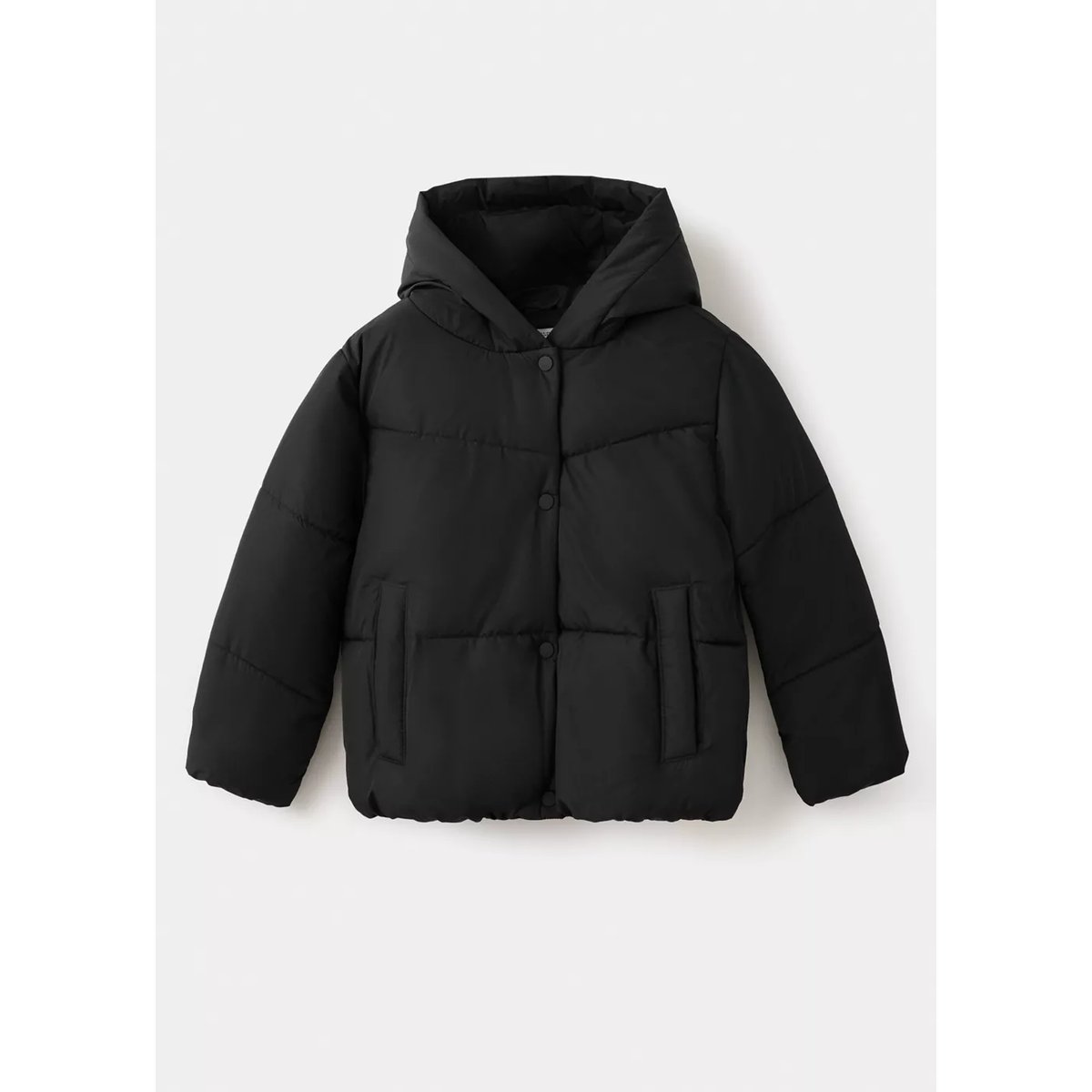 Anorak matelassé à capuche noir, MANGO KIDS