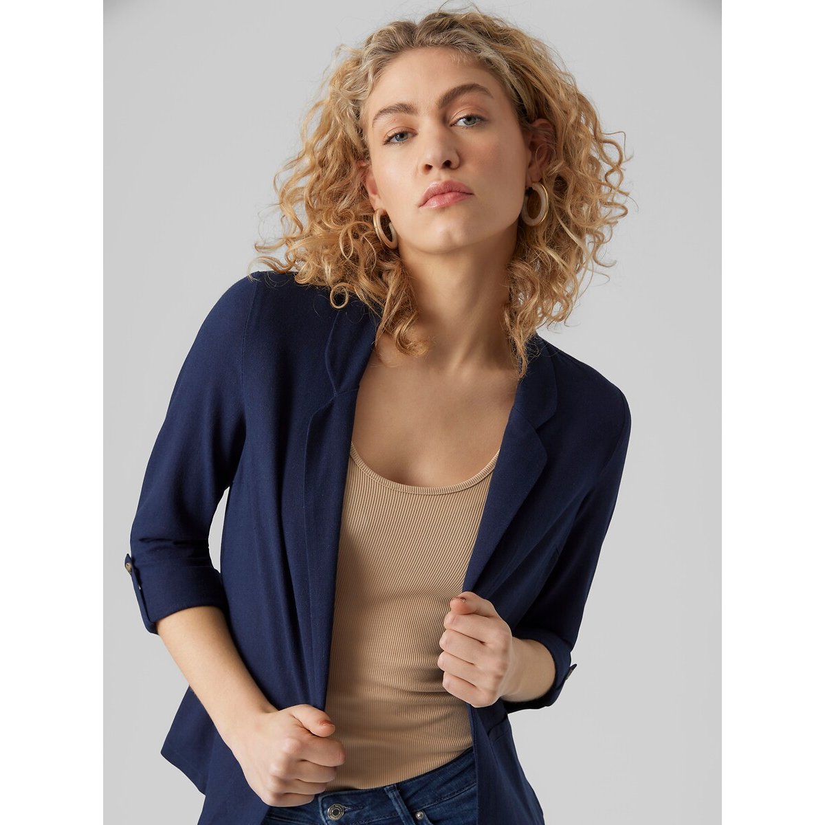 Blazer coupe droite, à rayures bleu marine, VERO MODA