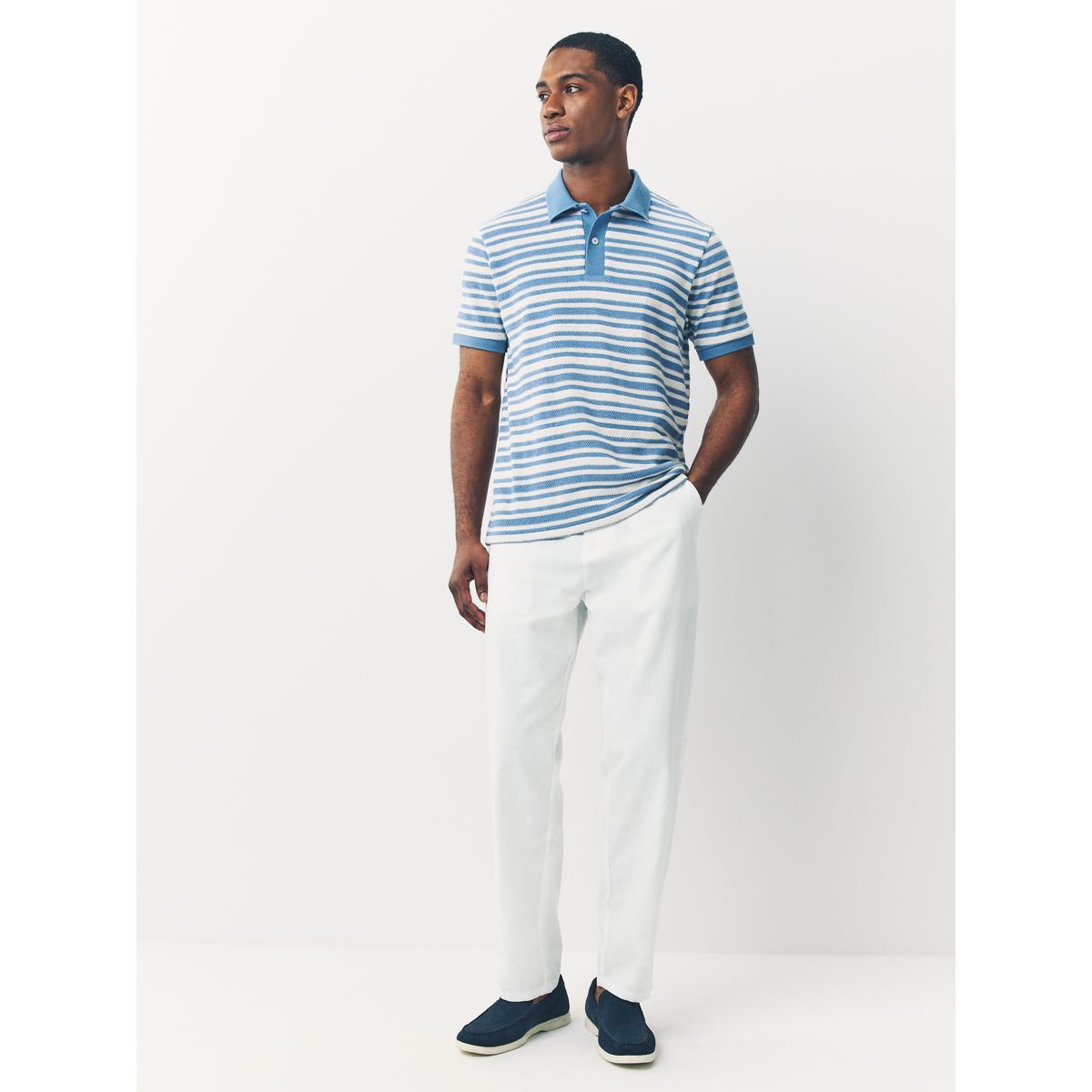 Pantalon en mélange de lin blanc, NEXT