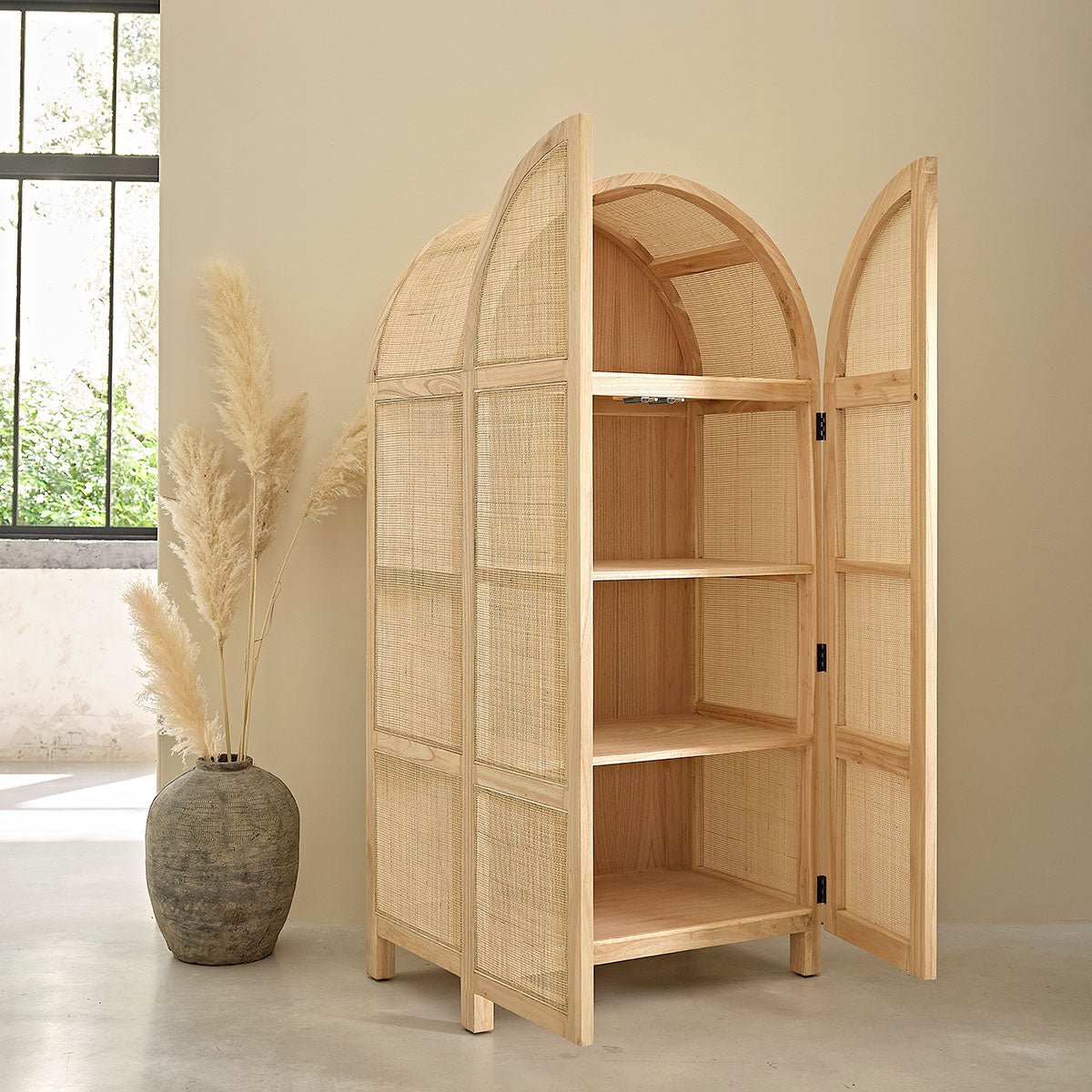 Armoire 2 portes en bois massif et cannage  MAËL naturel, BERAH GETAH