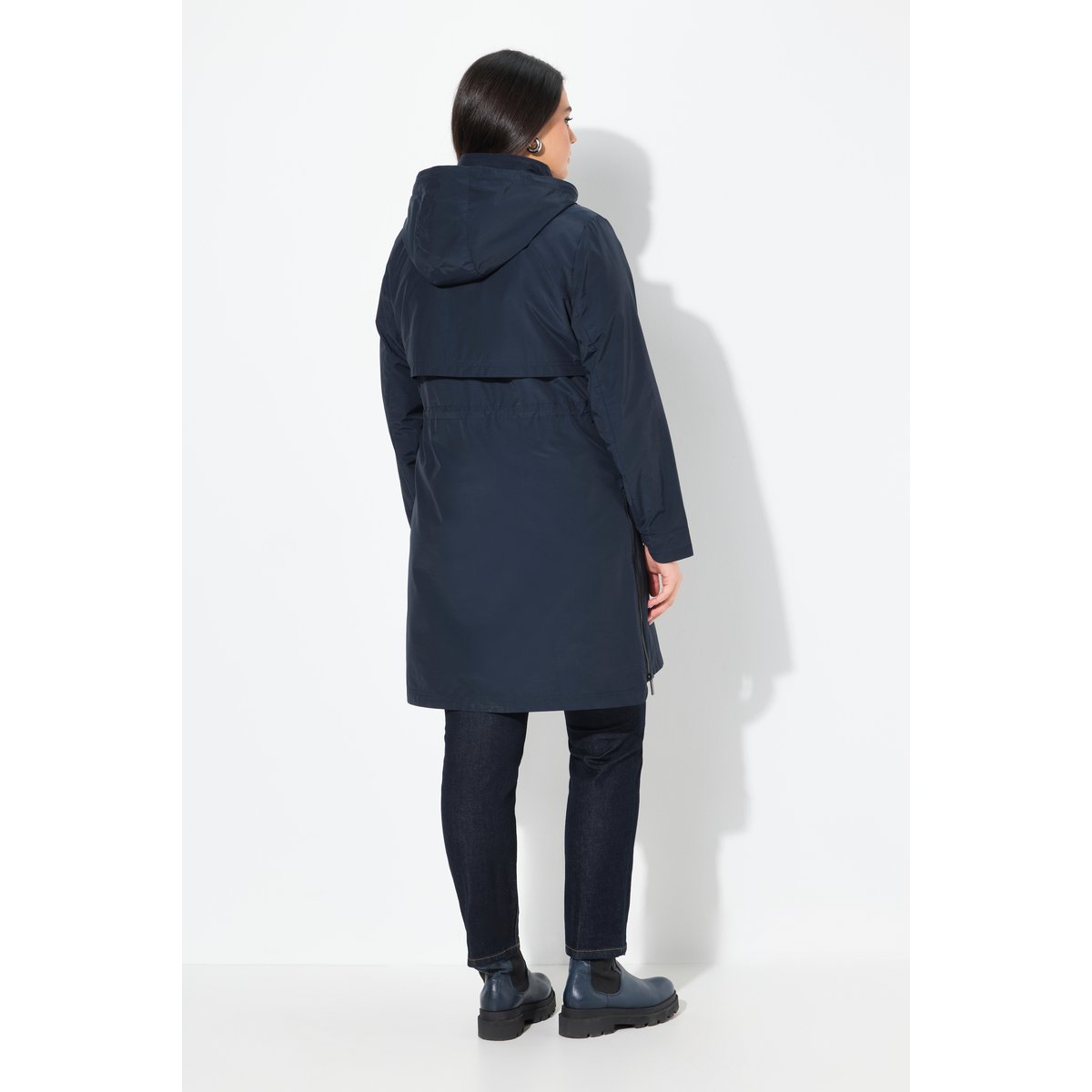 Parka à capuche. Fentes latérales zippées. marine, ULLA POPKEN