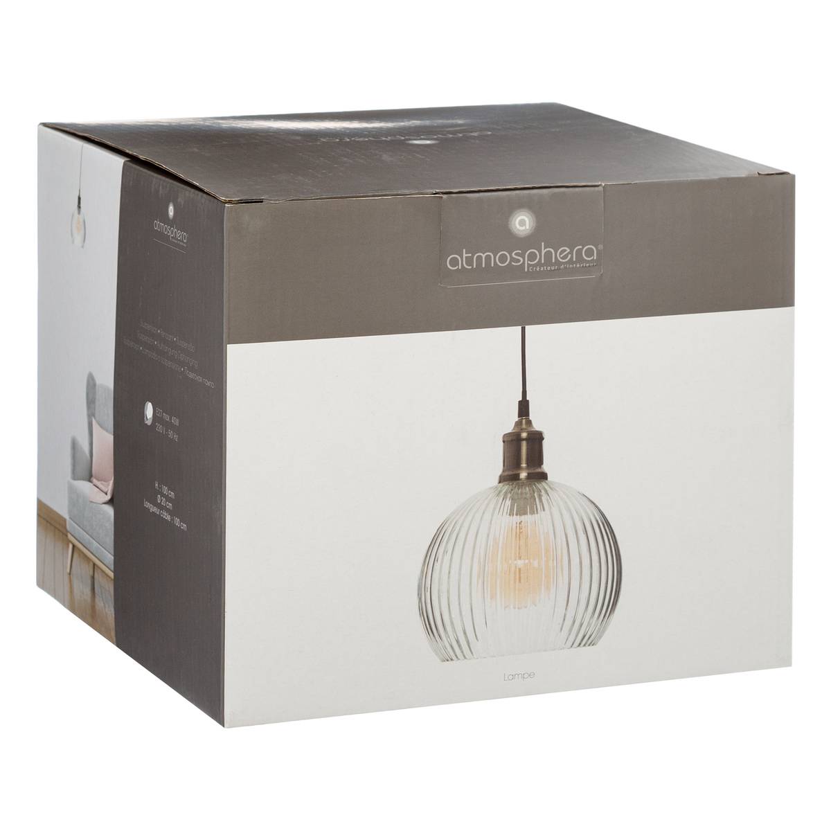 Suspension en verre texturé LAYE transparent, ATMOSPHERA