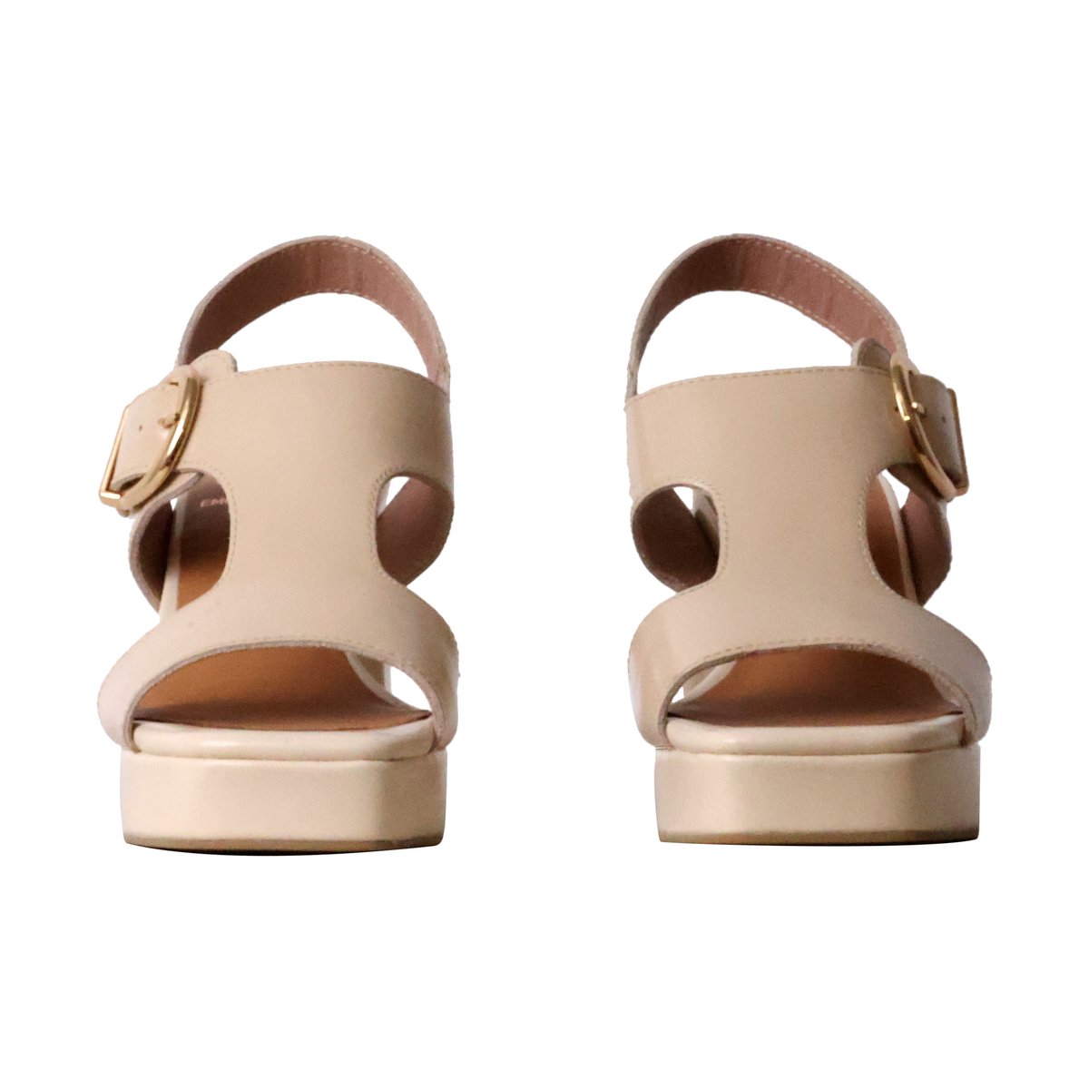Sandales Cuir à Talon Courtney crème, EMILIE KARSTON