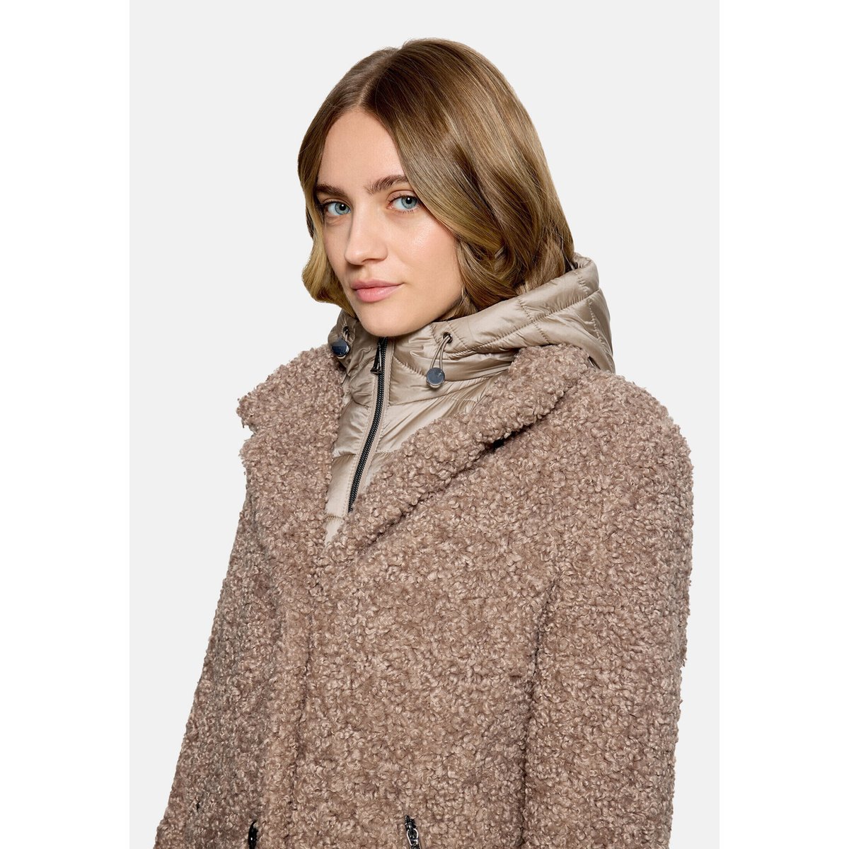 Veste en peluche avec partie veste sans manches amovible marron, AMBER & JUNE
