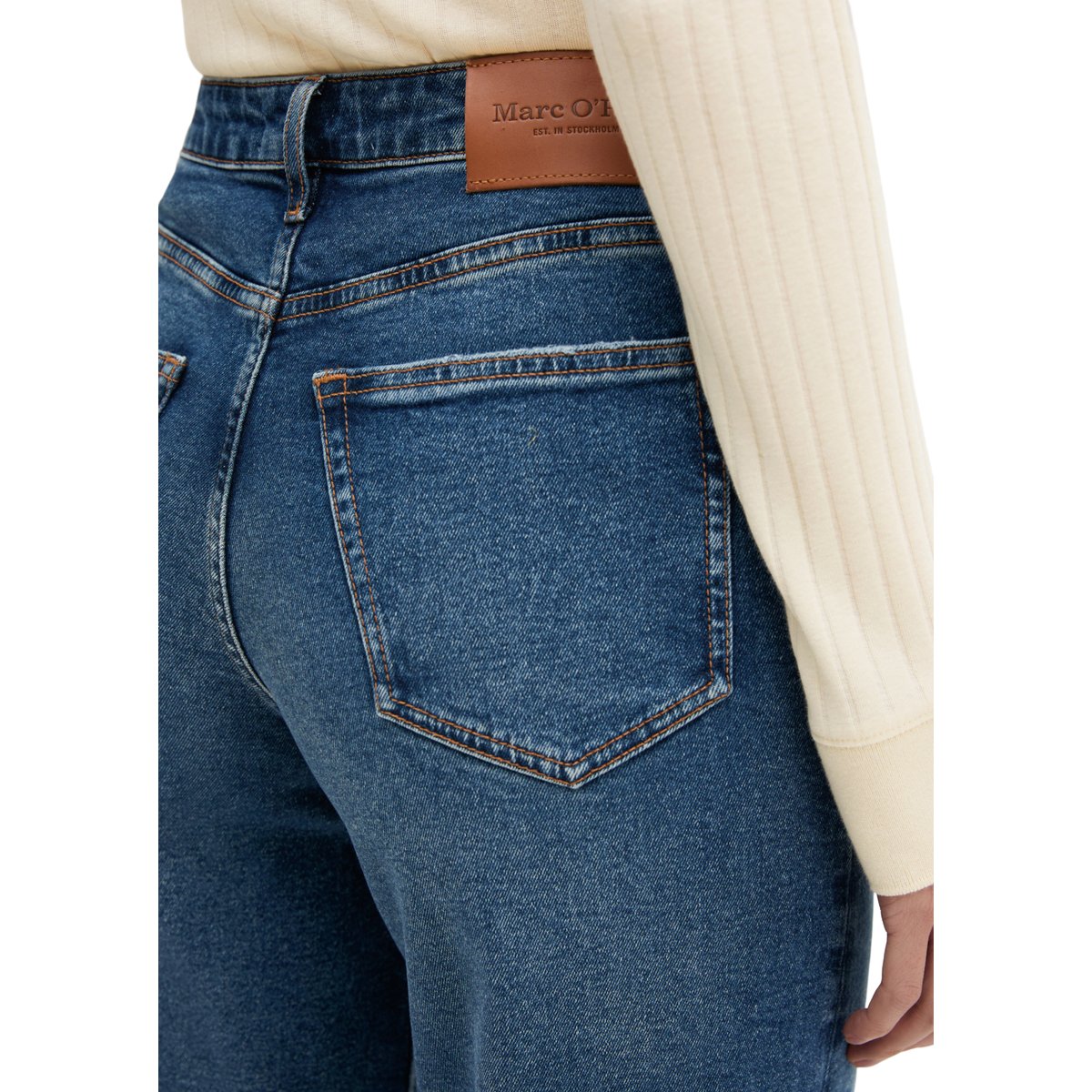 Jeans modèle Tolva large en coton organique mélangé stretch bleu foncé, MARC O'POLO