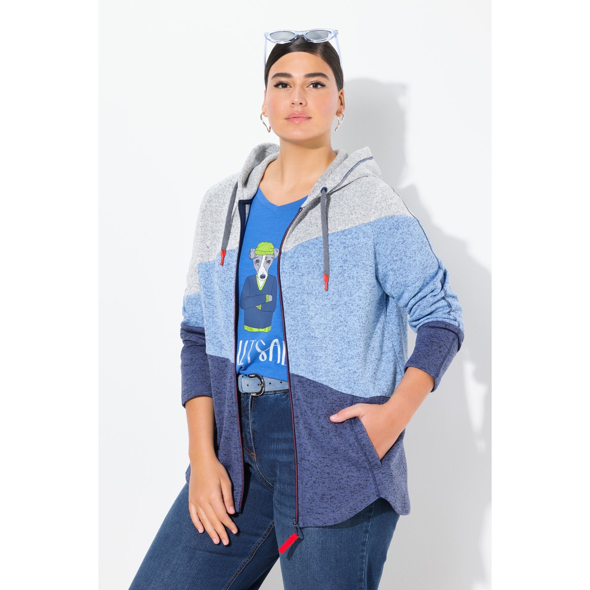 Veste en maille polaire bleu atlantique, ULLA POPKEN