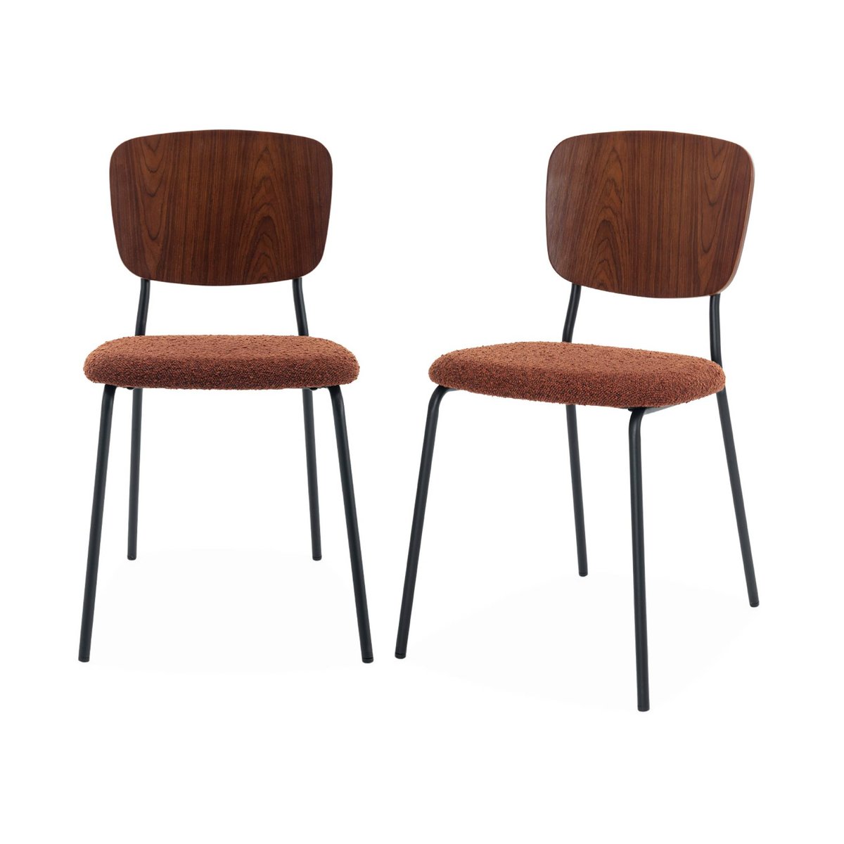 Chaise bouclette texturée (lot de 2) EMY terracotta, SWEEEK