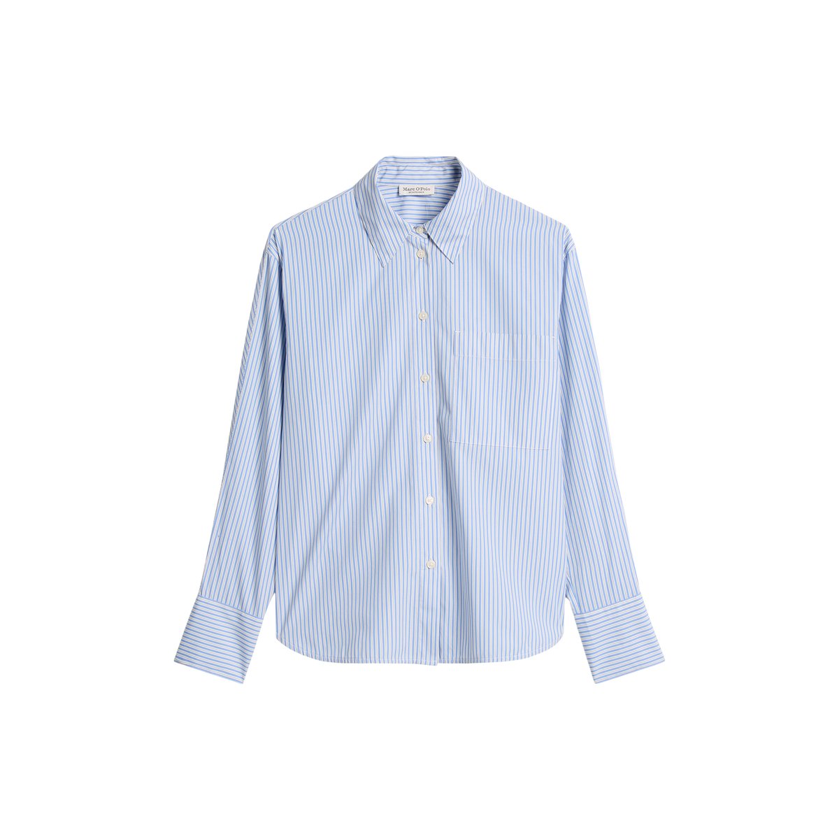 Blouse à rayures oversize en popeline de coton premium bleu clair, MARC O'POLO