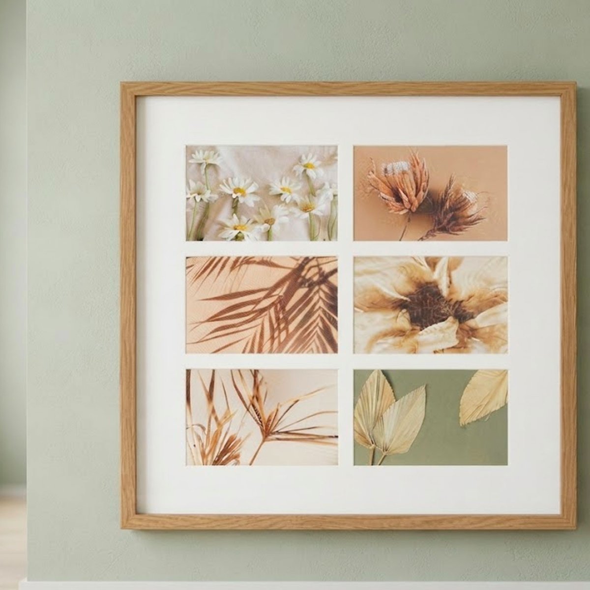 Cadre photo mural pêle-mêle 6 photos bois 42x42cm bois, WADIGA