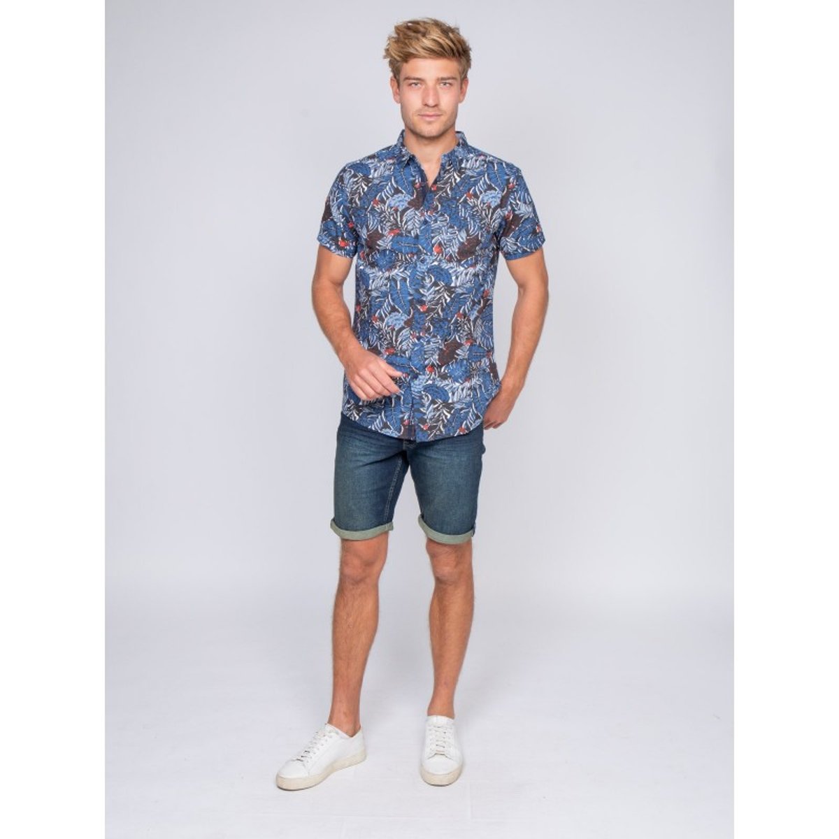 Chemise Manches Courtes Pur Coton Dino bleu marine, RITCHIE