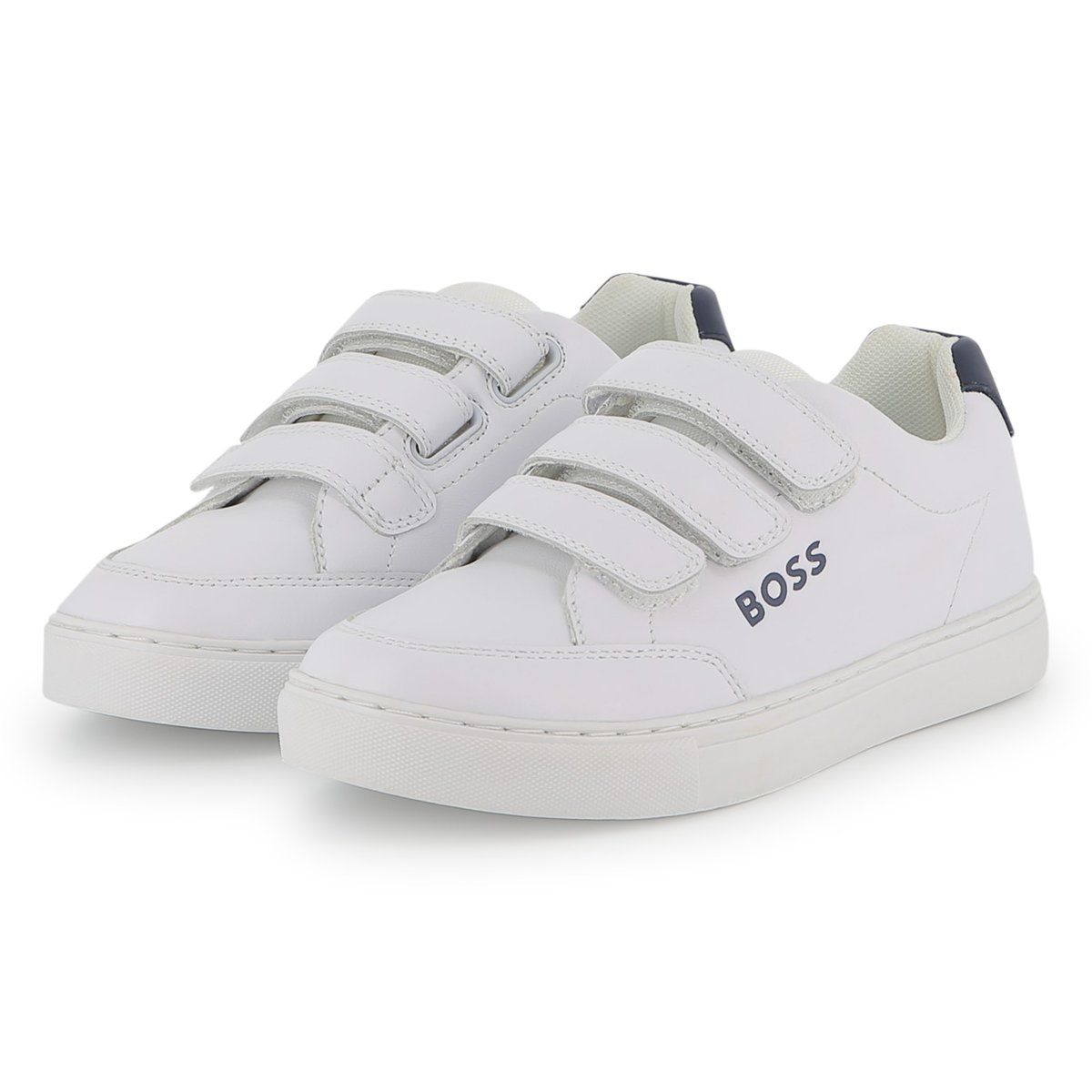 Sneakers in pelle bovina blanc, BOSS KIDSWEAR
