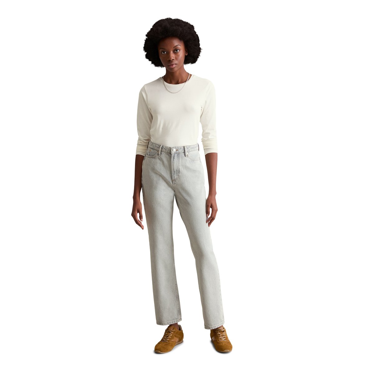 Jeans modèle Onna straight en denim gris rigide bleu clair, MARC O’POLO DENIM