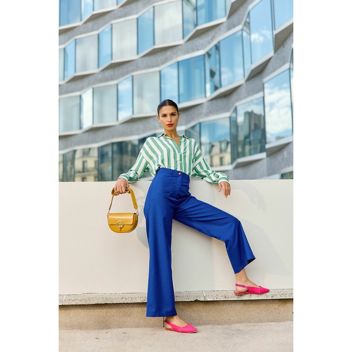 Sonny Wide Leg Trousers with Patch Pockets blue, LA PETITE ETOILE