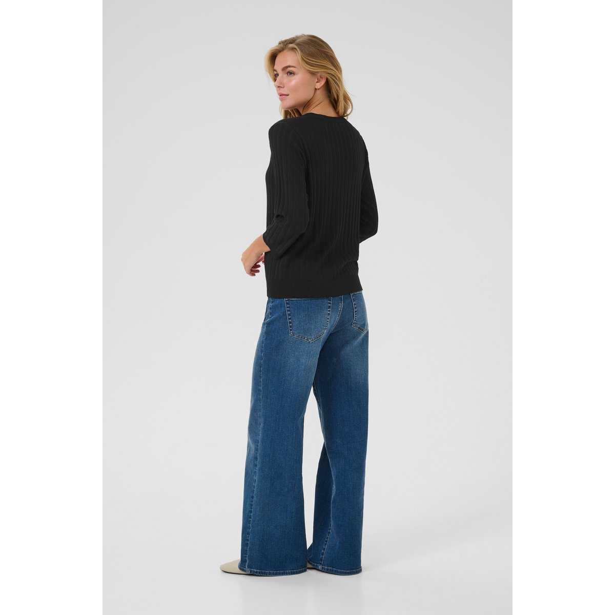 Pull en maille coupe droite noir black deep, KAFFE