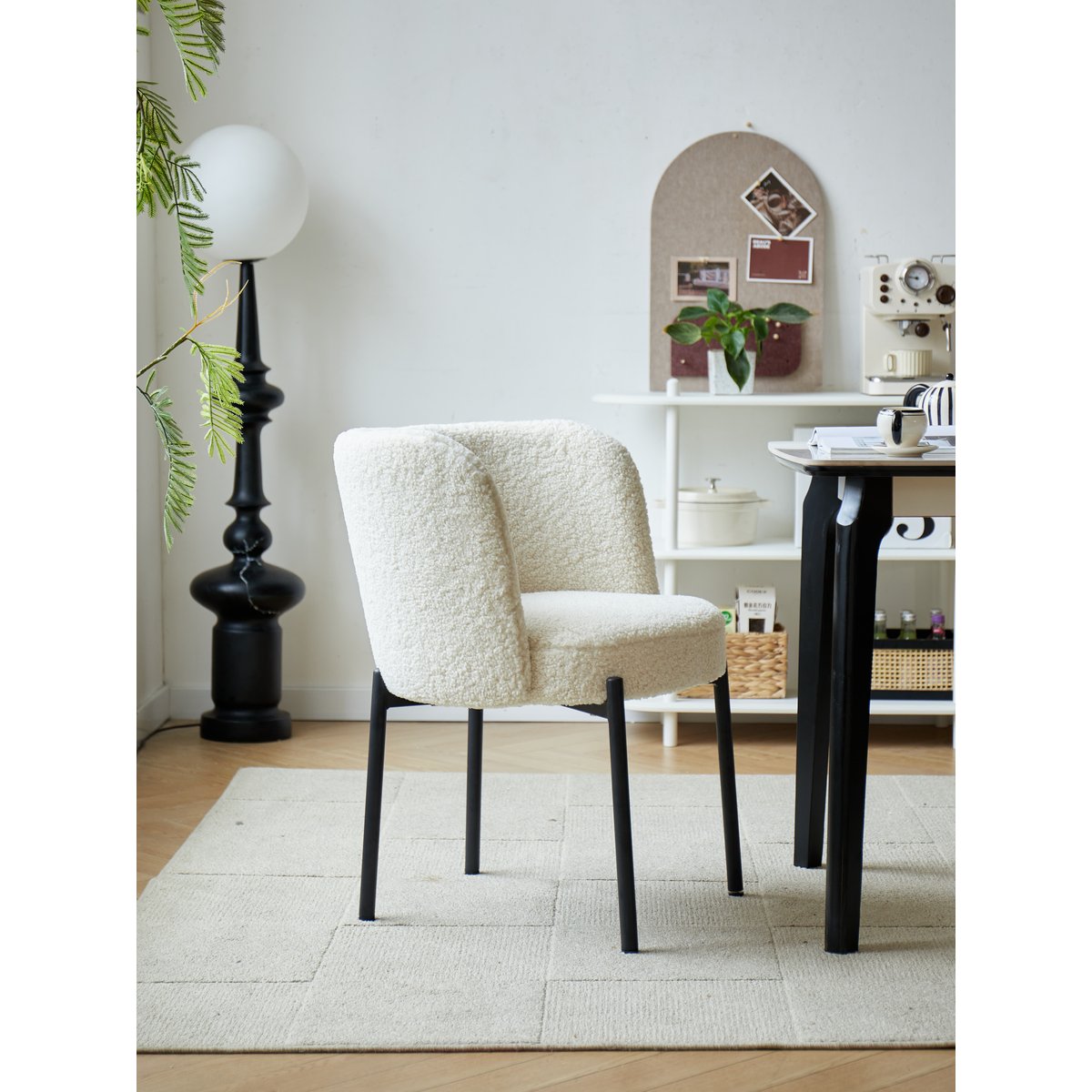Lot de 2 chaises, métal et bouclette, GRIMSTAD blanc cassé, NORDLYS