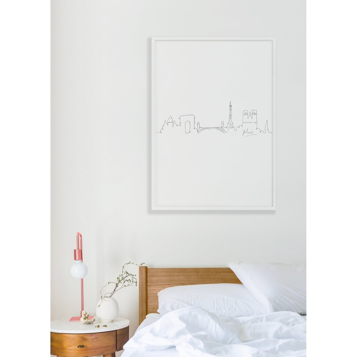 Affiche Line Art Paris blanc, L'AFFICHERIE