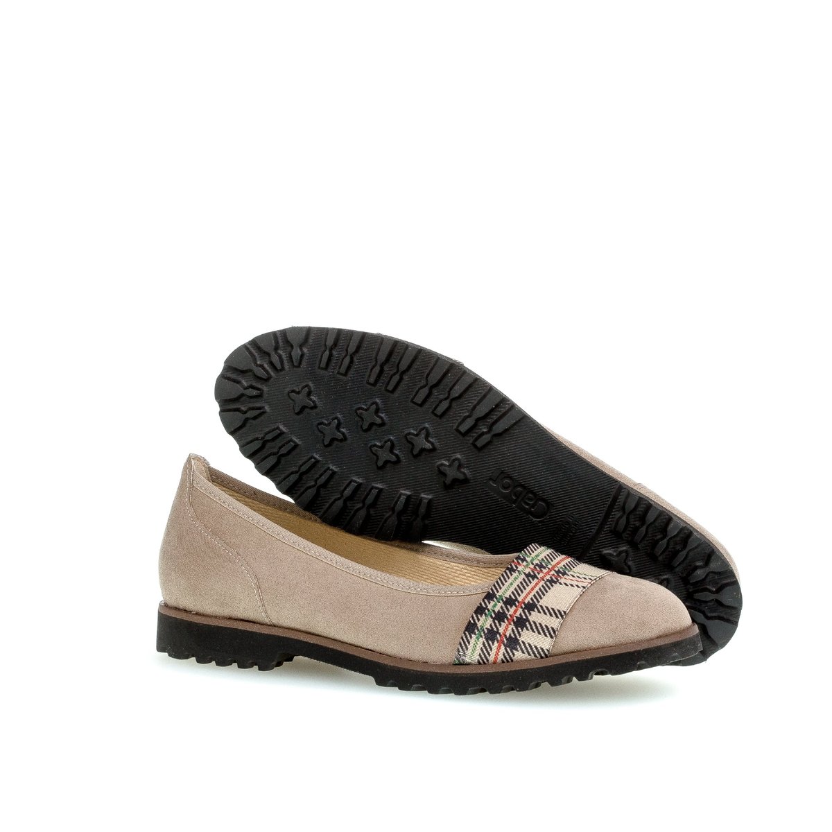 Ballerines en textile à talon bloc beige, GABOR