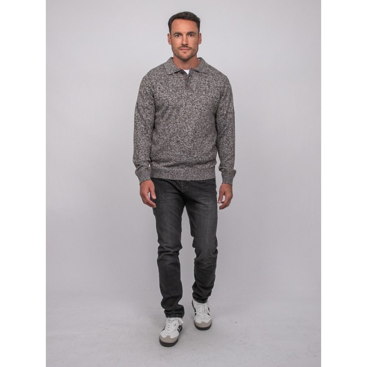 Pull Polo Maille Douce Chinée Lubacat marron, RITCHIE