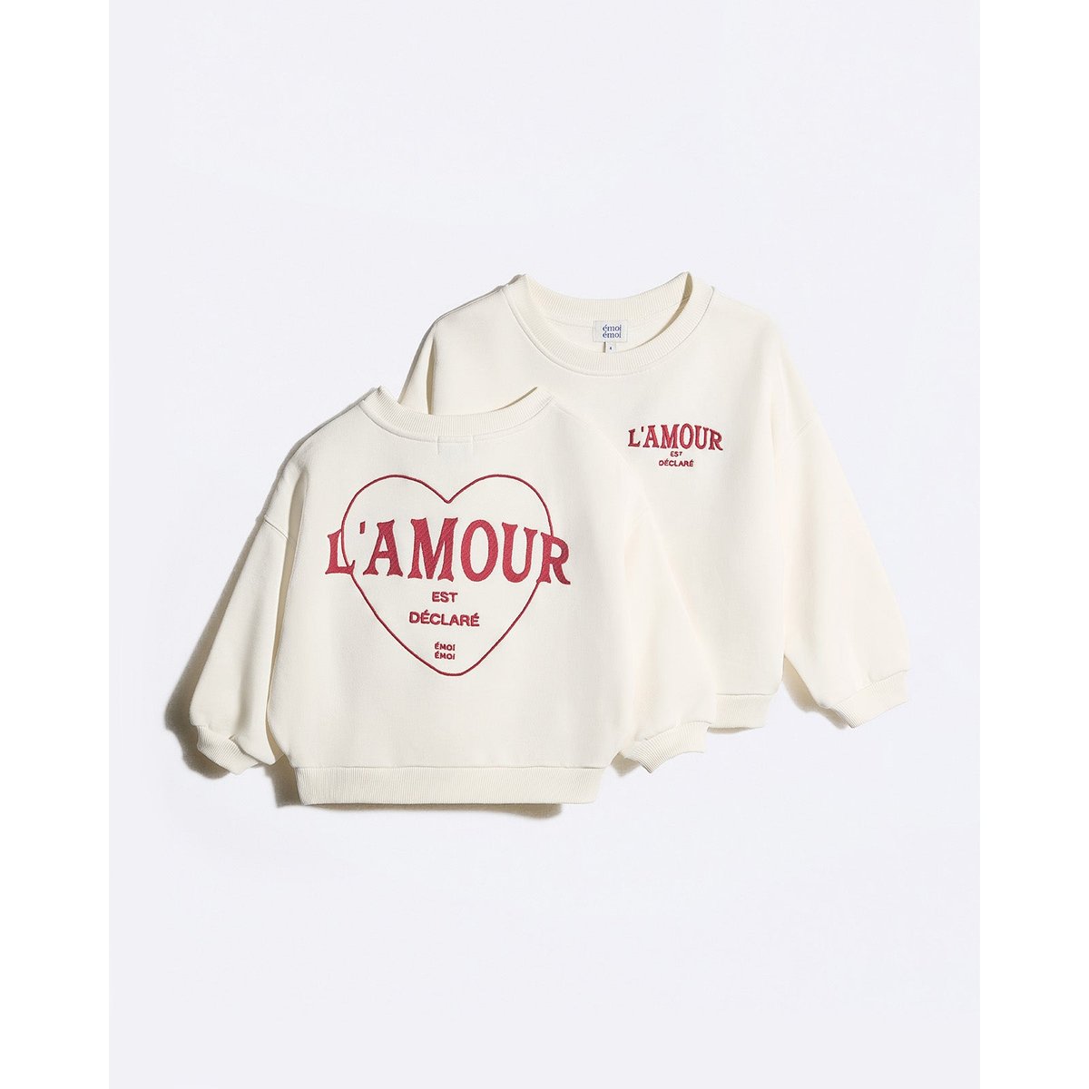 Sweat L'amour est déclaré brodé beige crème, EMOI EMOI