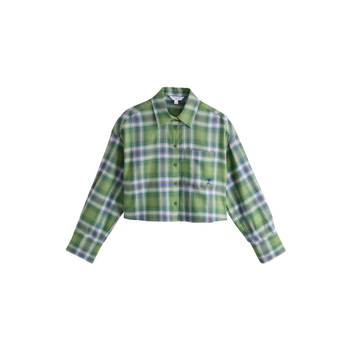 Chemise en flanelle courte avec poche brodée à carreaux verts, NEXT