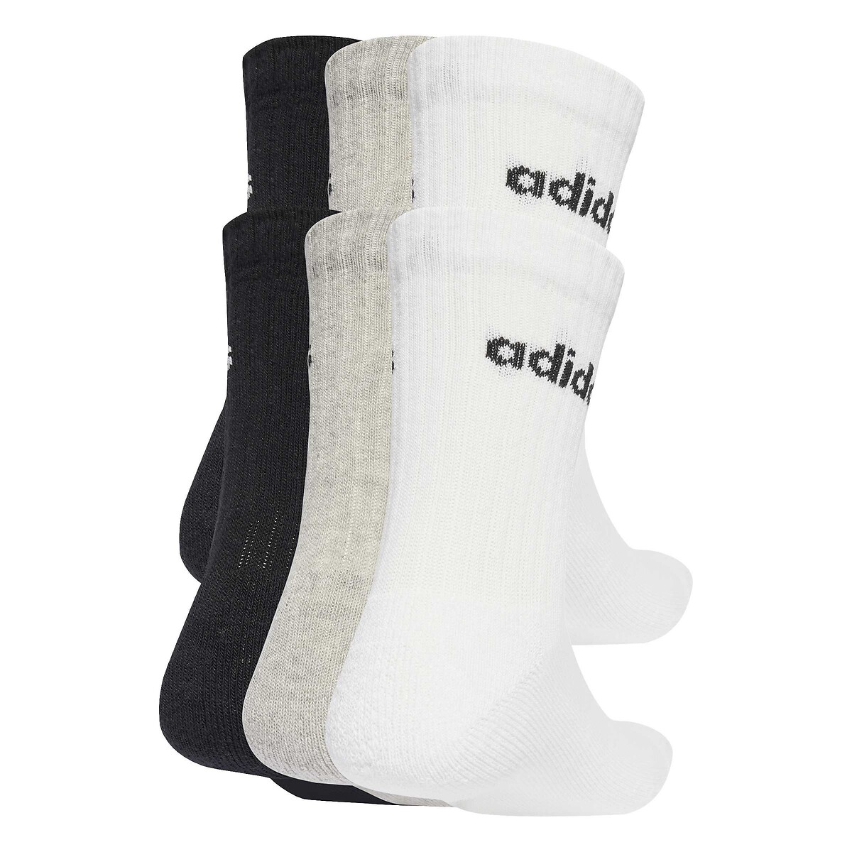 Lot de 6 paires de chaussettes hautes noir + blanc + gris, adidas Performance