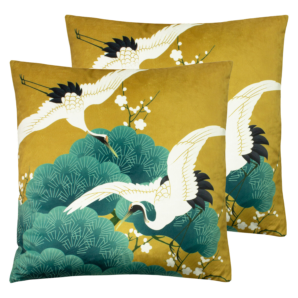 Kensho Botanical Birds 2x Filled Cushions gold-coloured, PAOLETTI