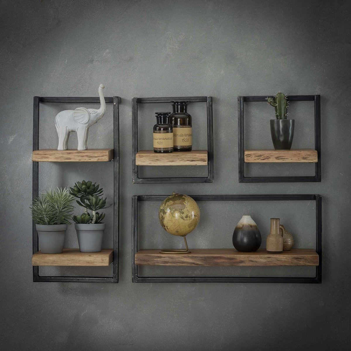 Etagère murale industrielle bois et métal 65 cm MELBOURNE bois naturel, PIER IMPORT