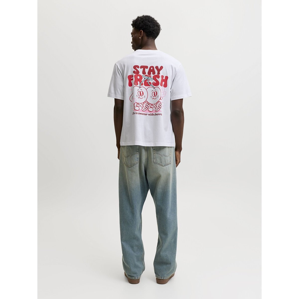 T-shirt gráfica com logótipo atrás branco/vermelho, JACK & JONES