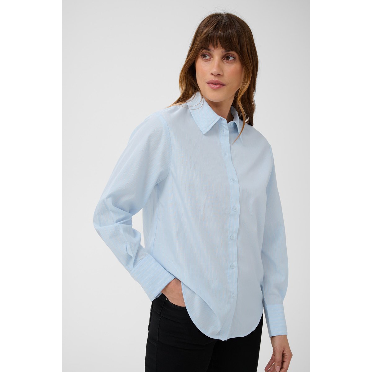 Chemise à manches longues bleu rayures light blue stripe, KAFFE