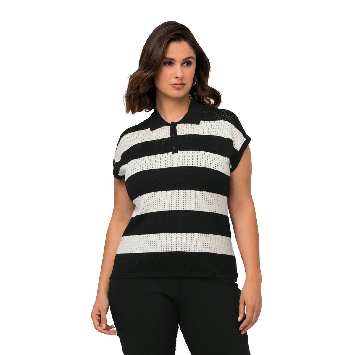 Pull sans manches à col polo noir, ULLA POPKEN
