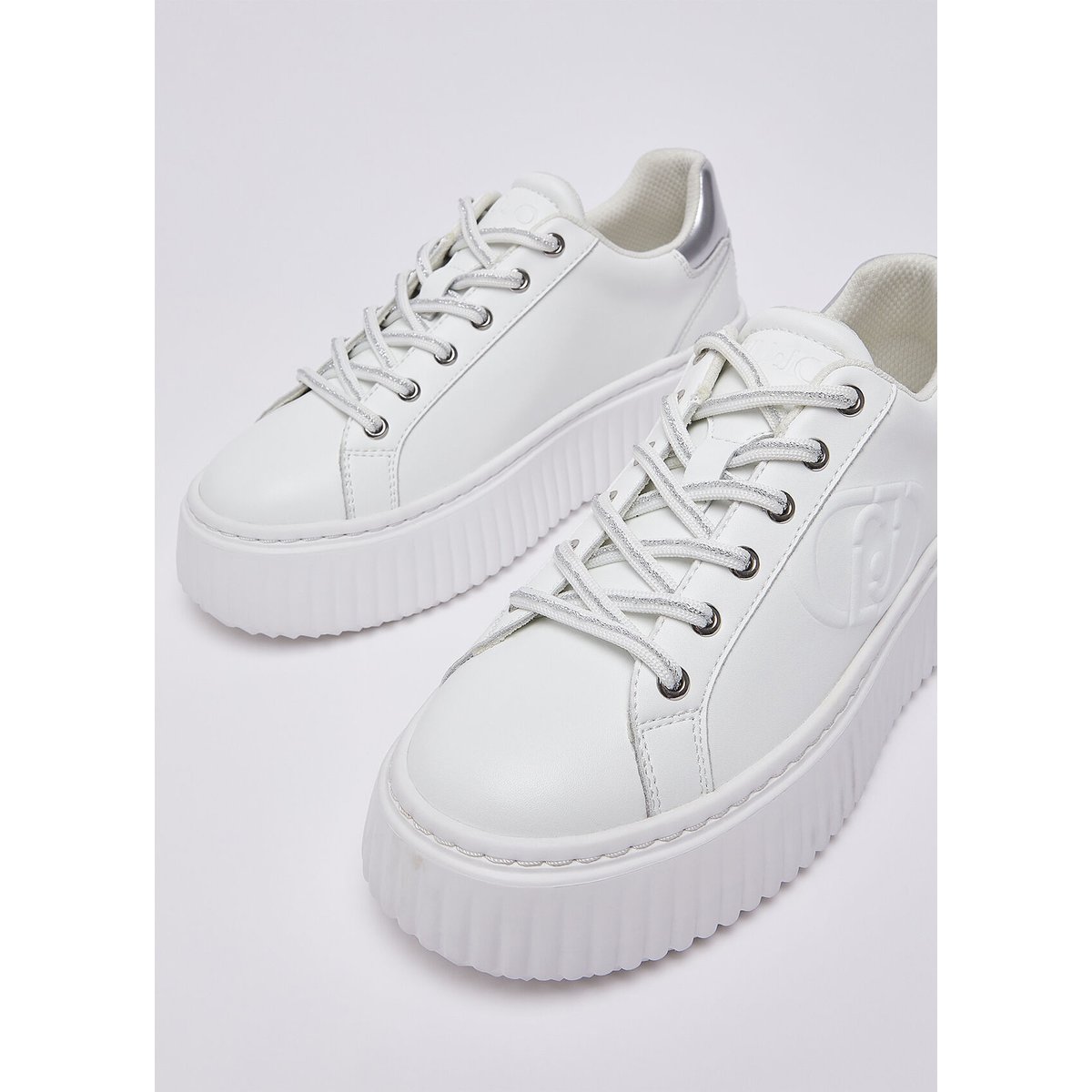 Baskets à plateforme en cuir blanc, LIU JO