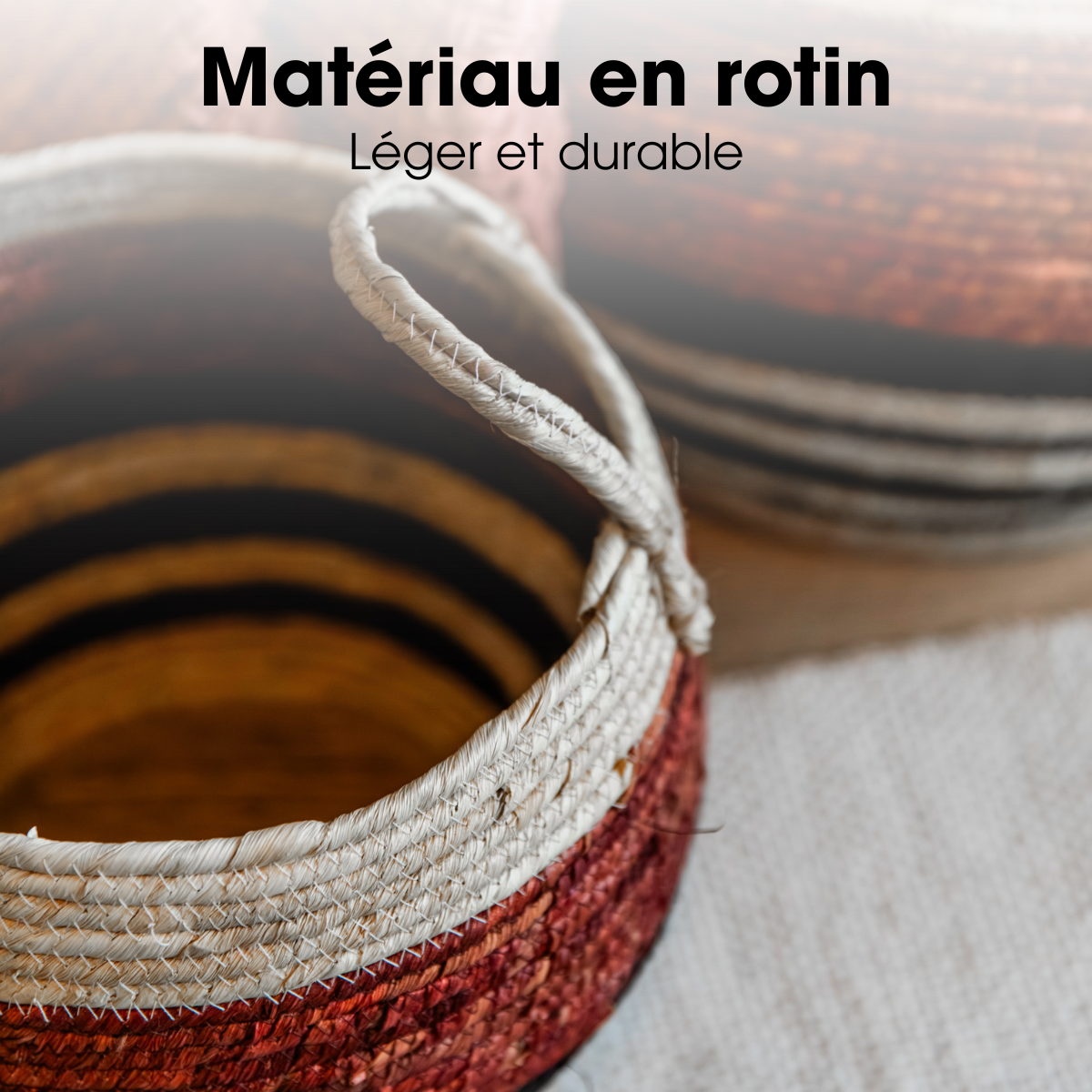 Ensemble de paniers de rangement brun, MICA DECORATIONS