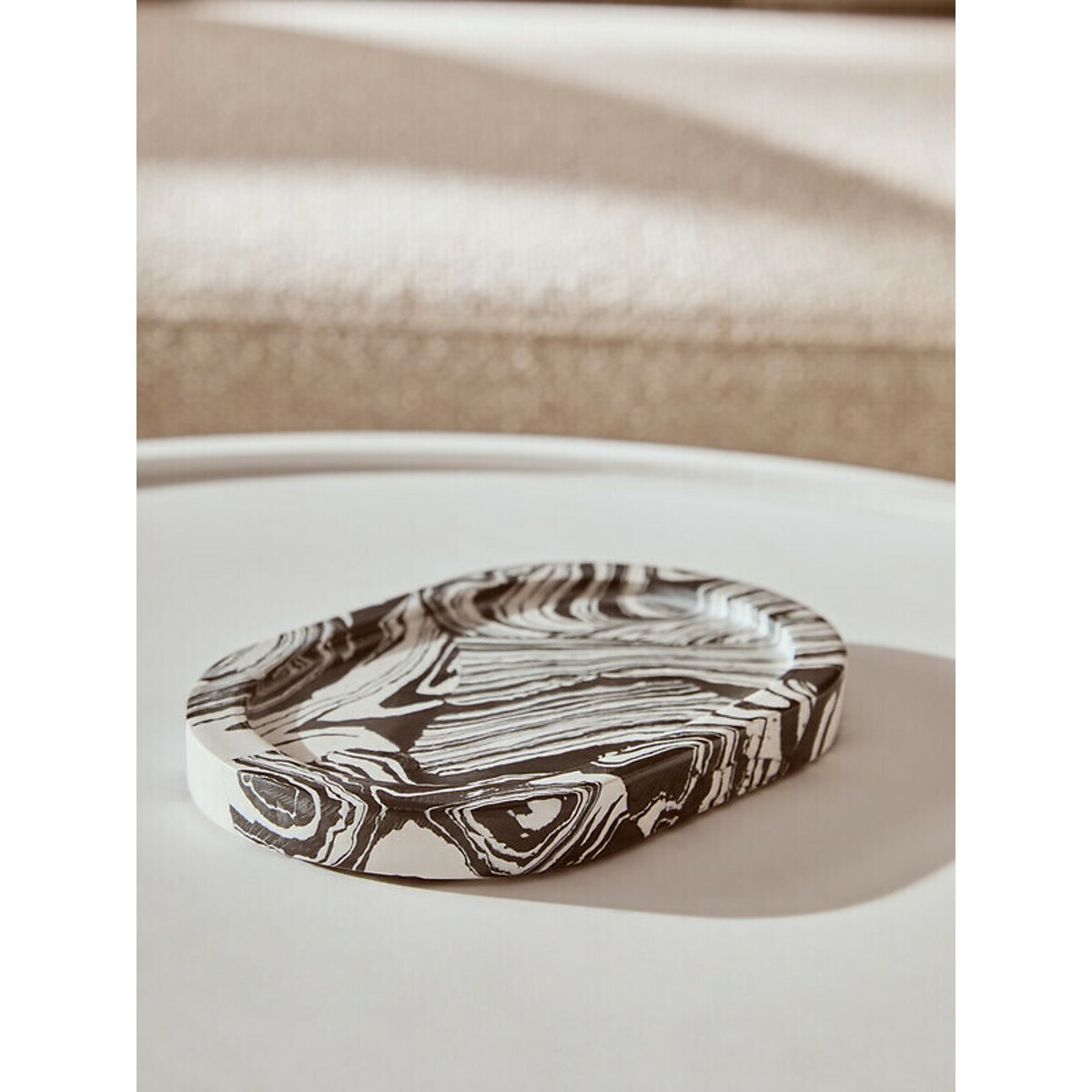 Oval Decorative Marble Tray in Black/White black, FIFTY FIVE SOUTH