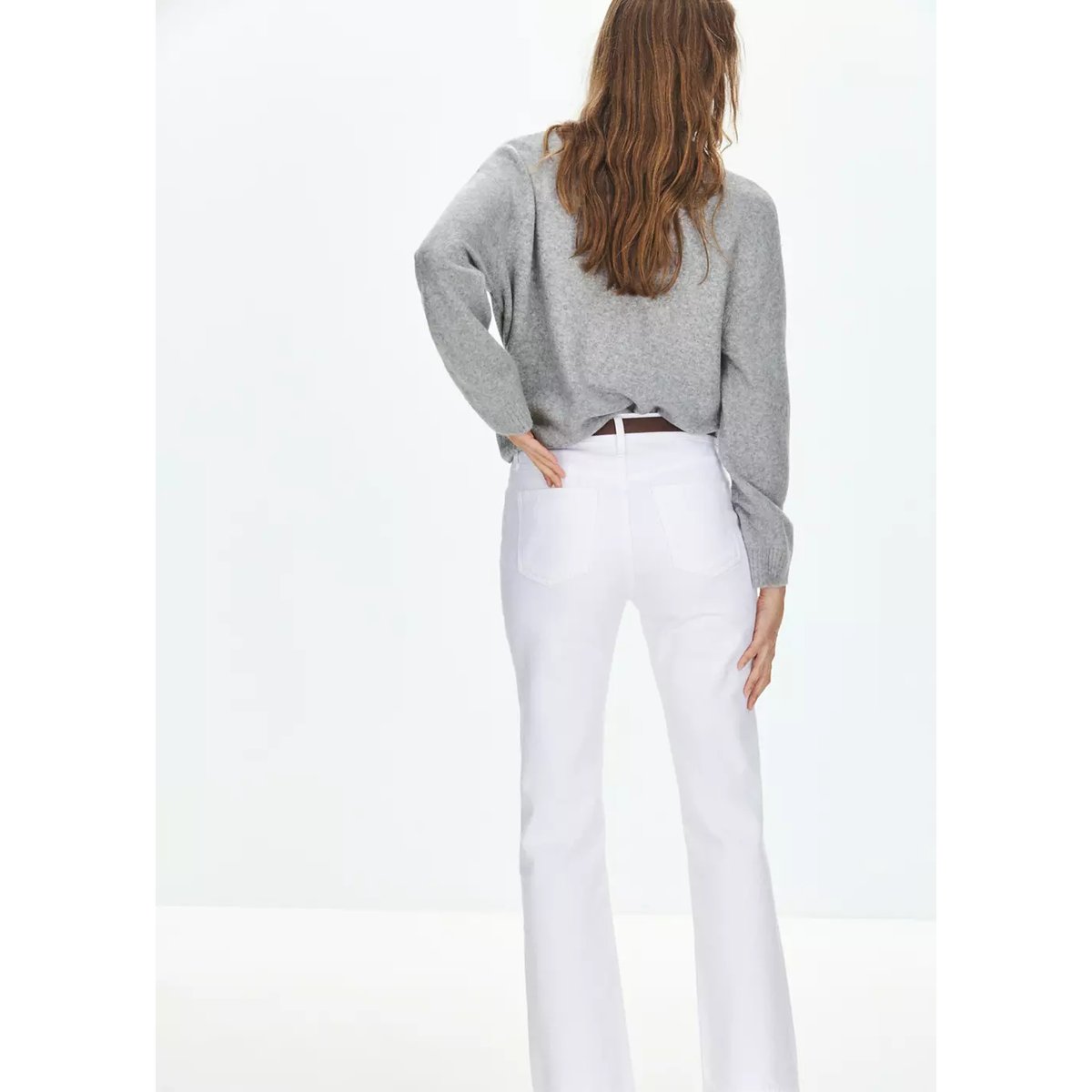 Pull en maille à col rond gris, MANGO