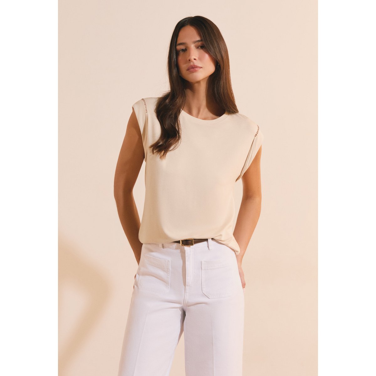 T-shirt sans manches ARNAUD TS beige, ETAM