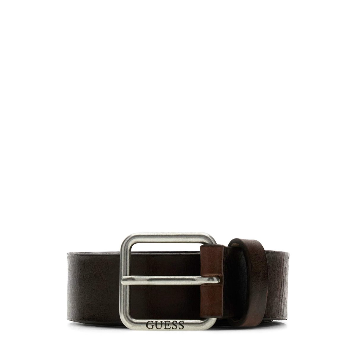 Logo Ceinture En Cuir Véritable marron, GUESS