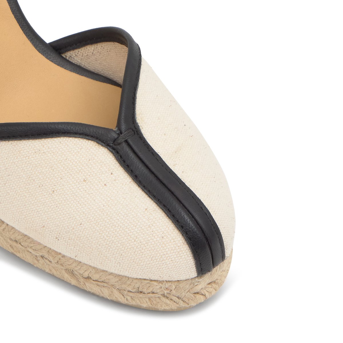 Espadrilles compensées avec finitions en cuir à bride cheville CECILIA crème, CASTANER