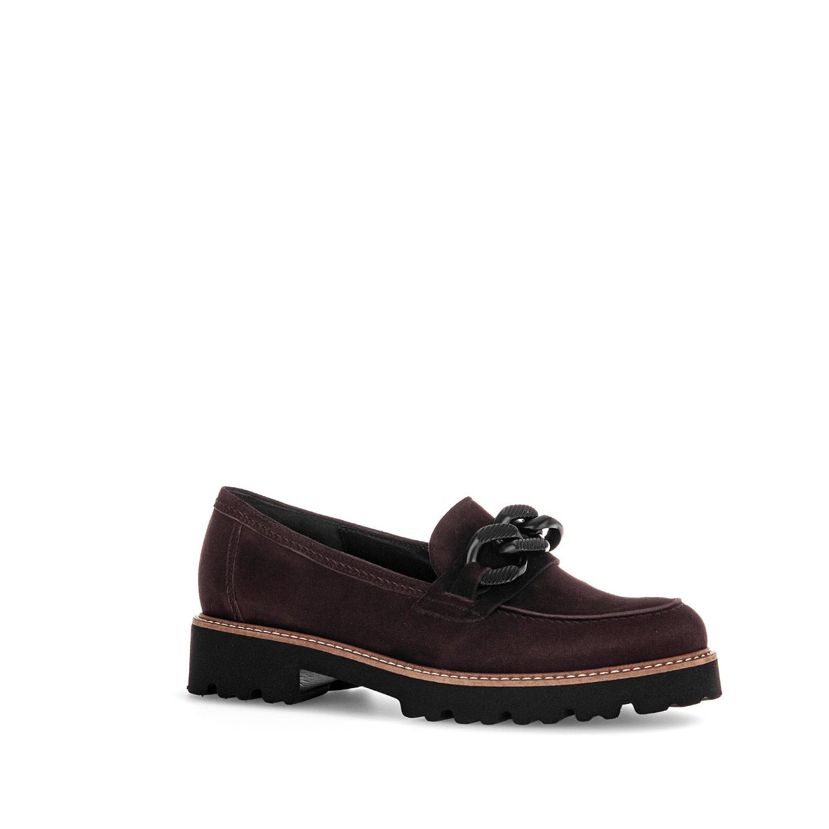 Mocassins en cuir à talon décroché marron velours, GABOR