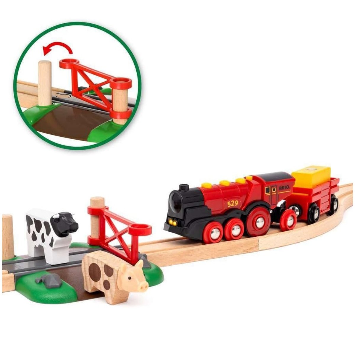 Circuit campagne avec locomotive à piles vert, BRIO