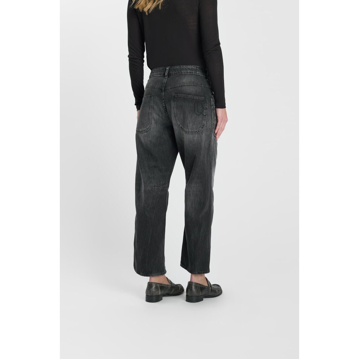Jeans loose, large balloon , longueur 34 black / black, LE TEMPS DES CERISES
