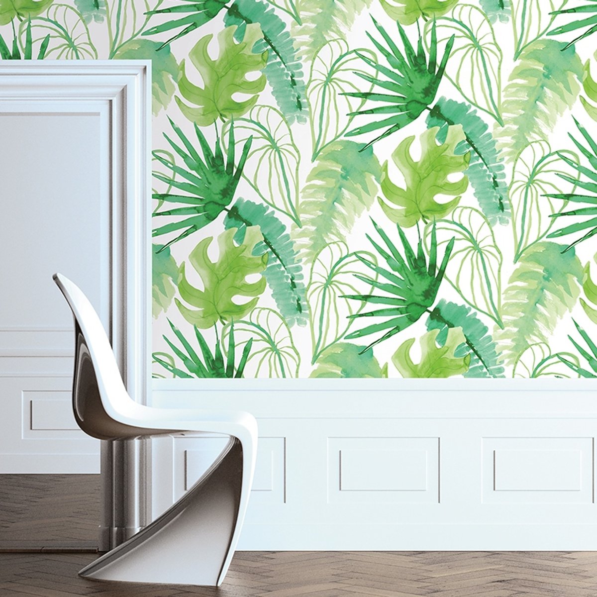 Papier peint Jungle Fever vert blanc, SUPERFRESCO EASY