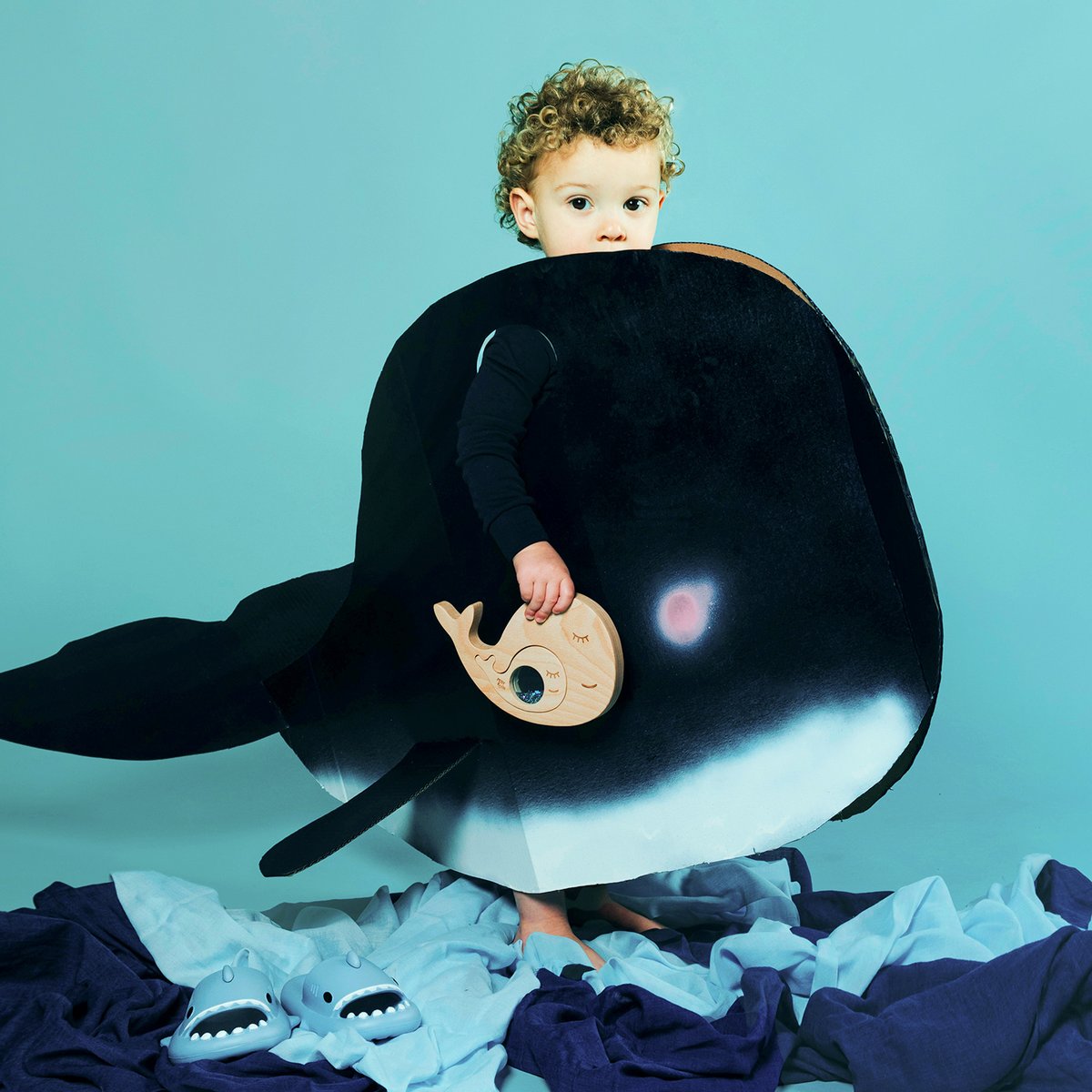 Puzzle sensoriel en bois Baleine SENSO bleu, PETIT BOUM