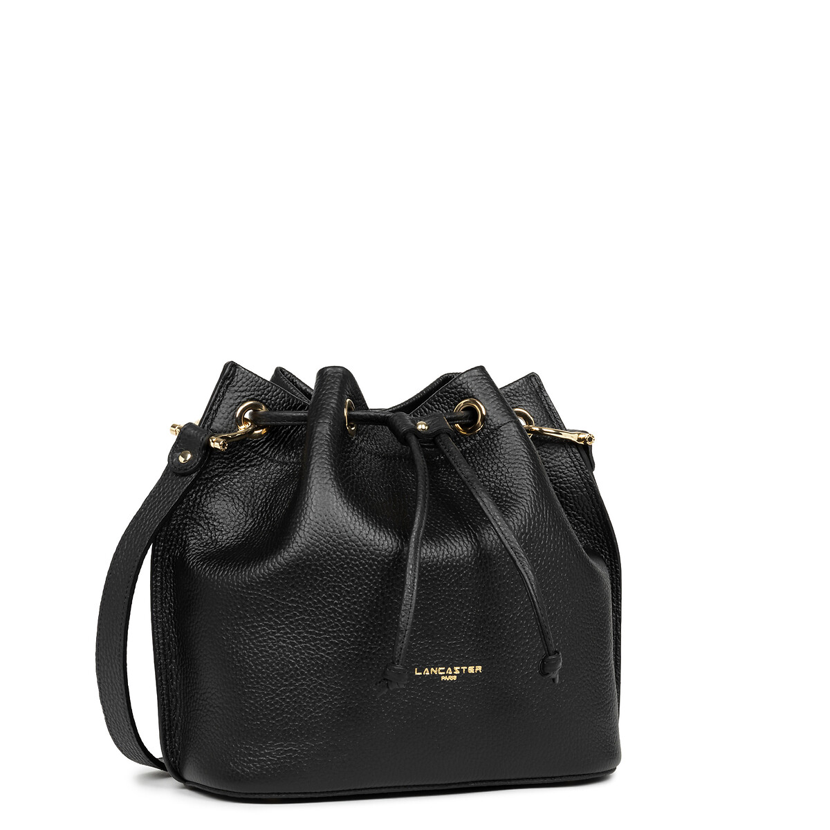 Sac bourse à lacets coulissants M ALBA DOUBLE noir, LANCASTER